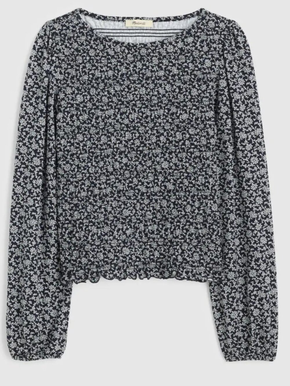 Madewell Smocked Boat Neck Top